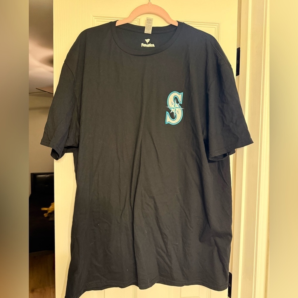 Fanatics Black Tee with Blue Logo Seattle Mariners XXL